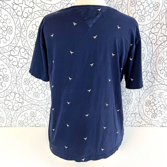 Denim &‎ Flower Short Sleeve T-Shirt Ricky Singh Navy Blue Birds Print M - Picture 4 of 10